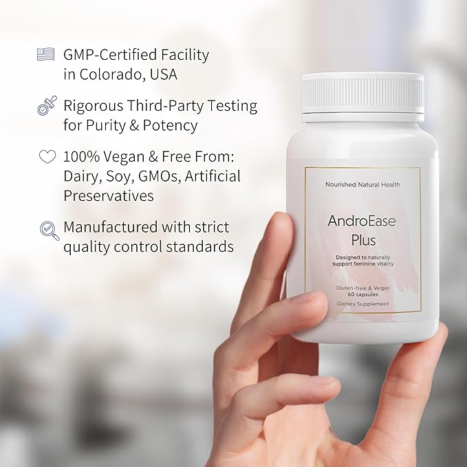 Nourished AndroEase Plus - Natural Balance Supplement for Women - Vegan Formula with Zinc & Saw Palmetto -360 Capsules for Daily Wellness & Vitality - Made in USA