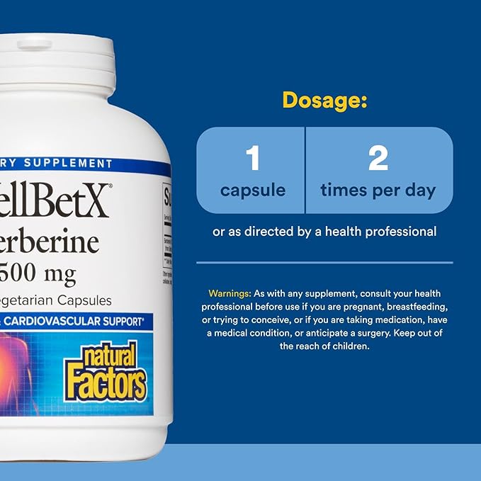 Natural Factors WellBetX Berberine, 1000mg, 120 Capsules