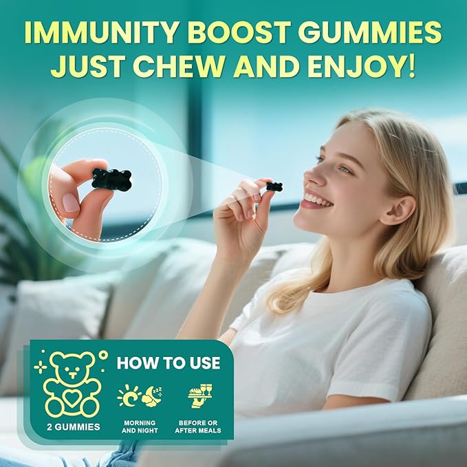 Sea Moss Black Seed Oil Ashwagandha Gummies, Irish Sea Moss Multimineral Supplement with Turmeric, Magnesium, Chlorophyll, Elderberry, Manuka Honey, Bladderwrack, Burdock Root, Vegan