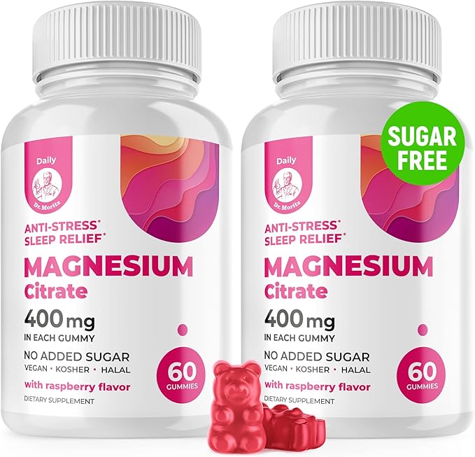 Magnesium Gummies Sugar-Free - Calm Magnesium Supplement for Children, Supports restful Sleep, Sugar-Free Magnesium Citrate Gummies for Kids & Adults (120 Count)