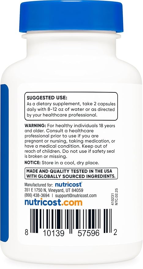 Nutricost Lemon Balm (3,000mg Equivalent) 120 Vegan Capsules - Melissa Leaf Lemon Balm Extract, 60 Servings