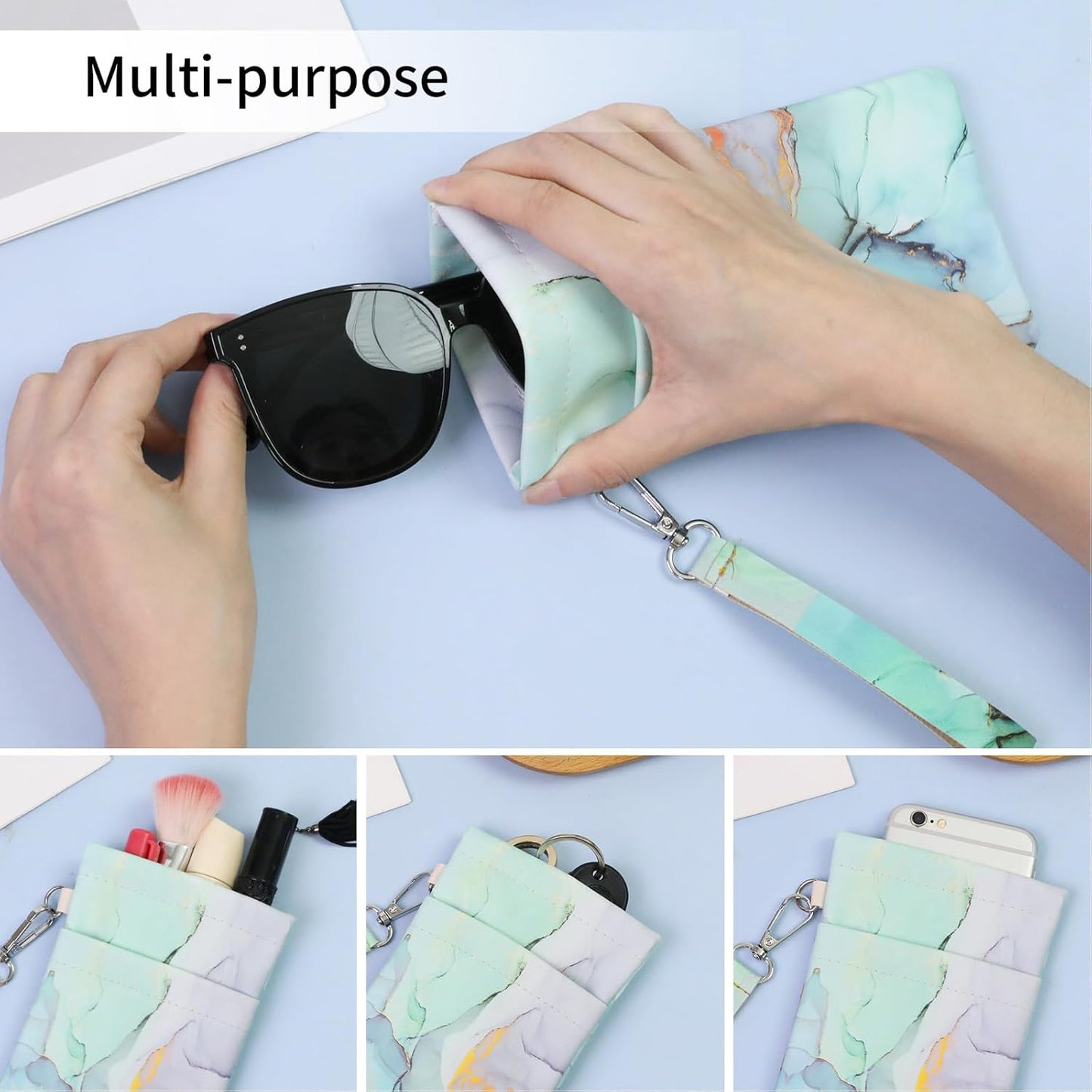 Double Eyeglass Case Soft Dual Glasses Case for Women Men Travel Squeeze Top Sunglasses Cases Eyeglasses Pouch