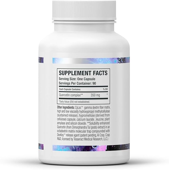 Tesseract Medical Research QuerciSorb SR Immune Support Supplement, Sustained Release Quercetin, Supports Immune Function and Overall Health, Hypoallergenic. 400 mg, 90 Capsules