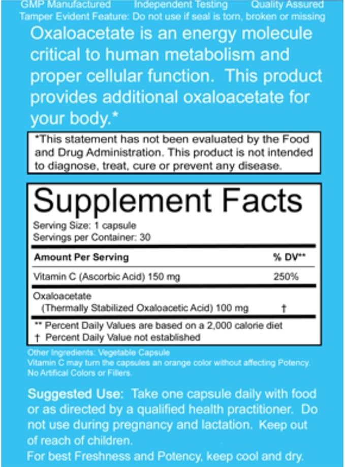 Benagene Oxaloacetate Supplement - Supports Cellular Energy, Healthy Metabolism, & Body Regulation - Thermally Stabilized with Vitamin C - Non-GMO & Vegan - Once Daily (60 Servings)