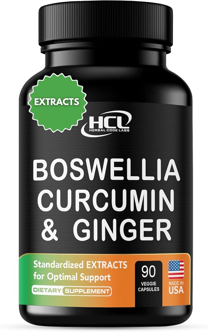 Boswellia Curcumin Ginger Extracts Supplement – Strong 95% Curcuminoids Natural Support Pills for Mobility & Flexibility – Extra Strength Boswelia with Turmeric Curcumin Organic Ginger Supplement