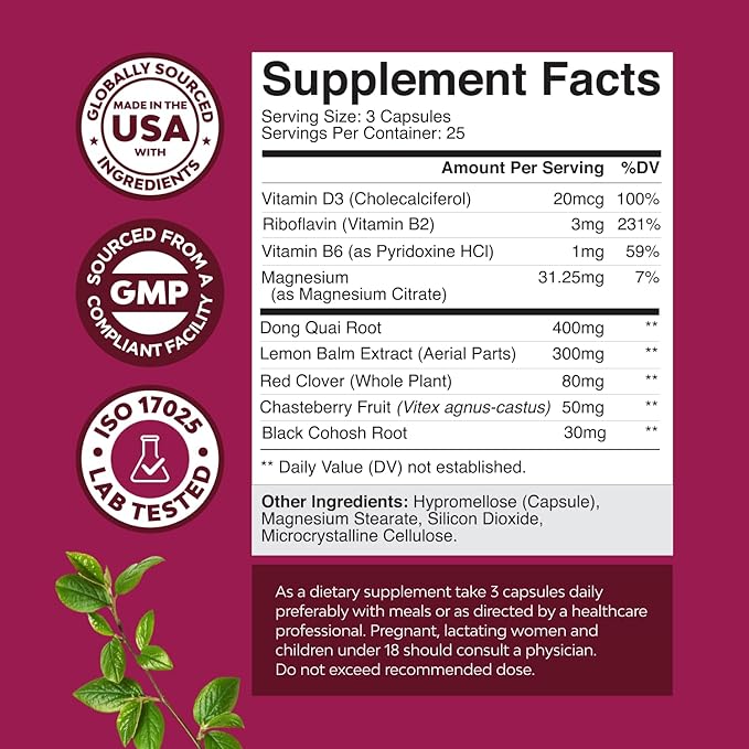 Bundle of Menopause Supplement for Women Soy Free Hormone Balance Capsules with Dong Quai Chaste Berry Black Cohosh Root and Saw Palmetto 500mg DHT Blocker Hair Vitamins with Maca Root Biotin