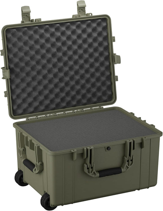 Condition 1 25" Large Rolling Hard Travel Case Model 286, Lockable Storage Box with Wheels and Handle, Waterproof Dustproof TSA Friendly, Made in USA, 24.58"x19.58"x14.60" Green