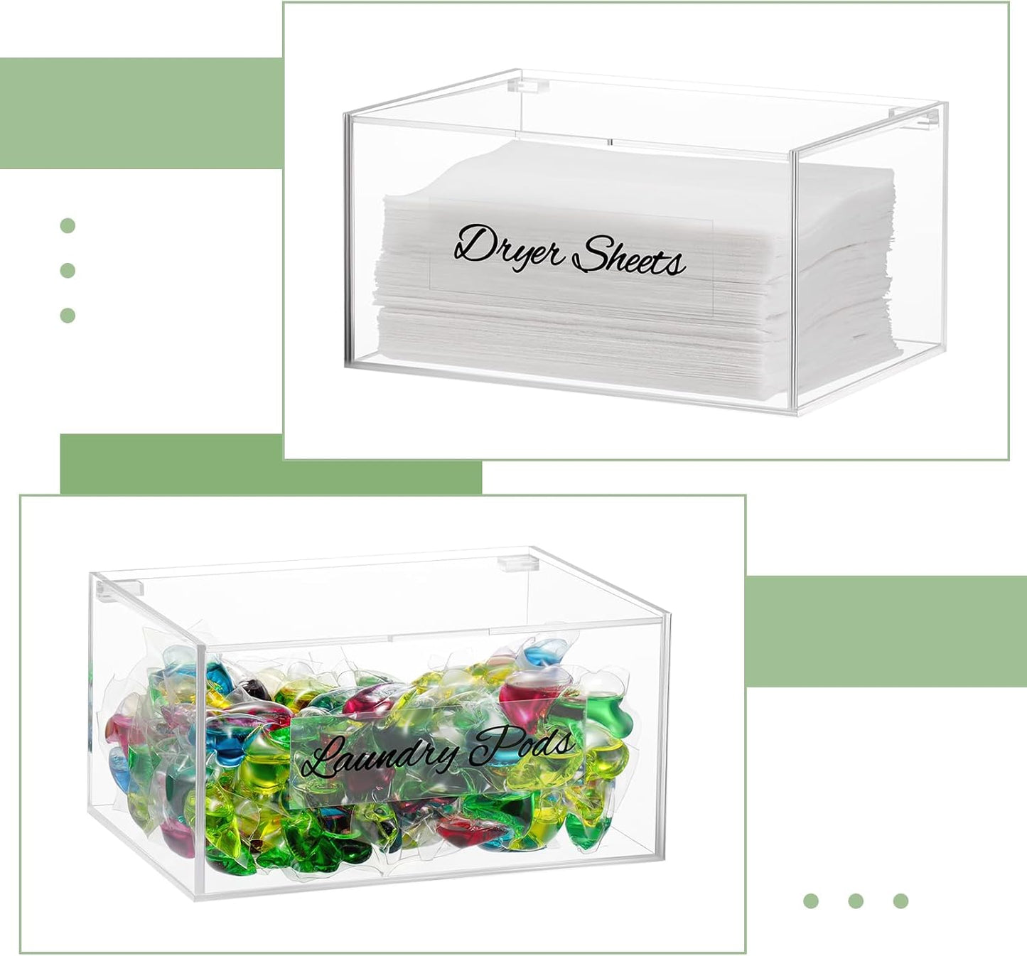 SUBEKYU Acrylic Dryer Sheet Container for Laundry Room,Dryer Sheet Holder Dispenser with Lid for Laundry Storage Organization and Decor,Clear Fabric Sheet Holder Box for Bathroom