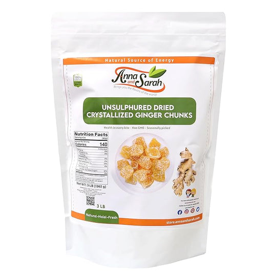Anna and Sarah Unsulphured Crystallized Ginger Chunks in Resealable Bag, 3 Lbs