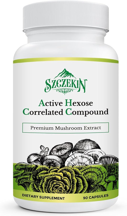 Active Hexose Correlated Compound 1500 mg Supplement, Natural 8 Mushroom Extract Supplement, Immune System, Liver Function, Natural Killer and T Cells Activity, 90 Veggie Capsules