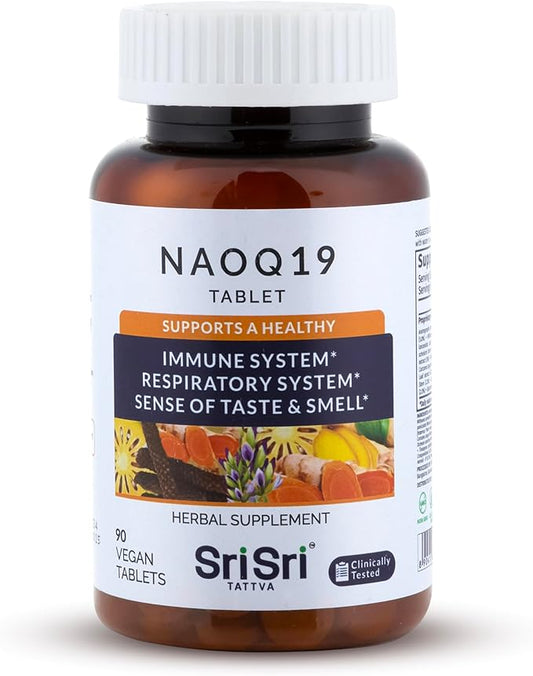 SRI SRI TATTVA NAOQ19 Immunity Support – Ayurvedic Herbal Supplement with Ashwagandha, Turmeric, Licorice, Tulsi, Andrographis – Respiratory & Adrenal Support – 19 Herbs & Adaptogens – 90 Capsules