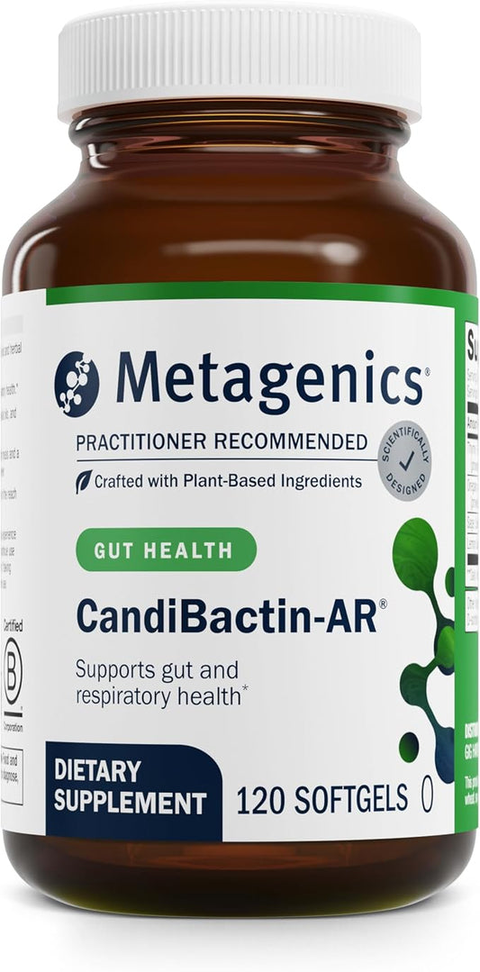 Metagenics CandiBactin-AR - Concentrated Aromatic Essential Oils for Candida Support* - Thyme Oil & Oregano Oil - Gut Health Supplements* - Intestinal Microbial Balance* - Gluten-Free - 120 Softgels