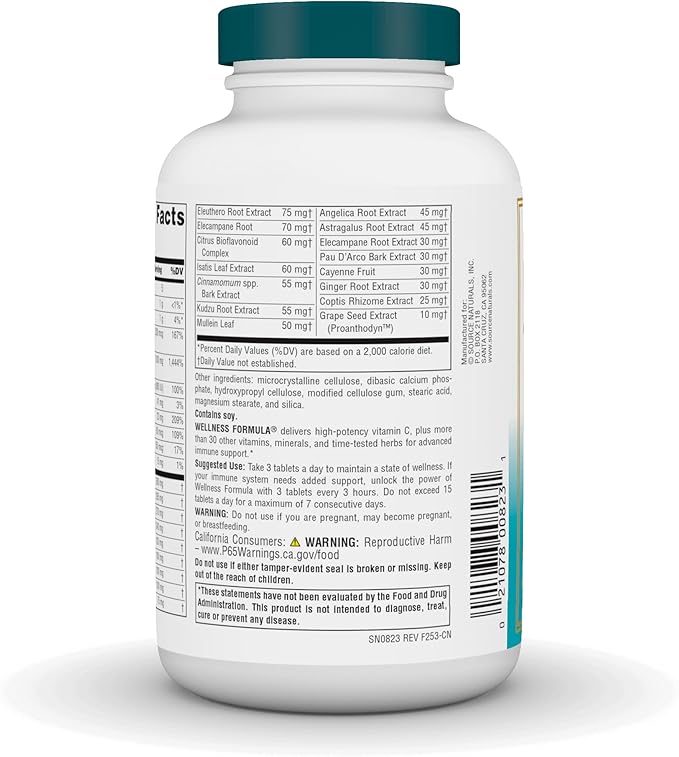 Source Naturals Wellness Formula Bio-Aligned Vitamins & Herbal Defense - Immune System Support Supplement & Immunity Booster* - 180 Tablets