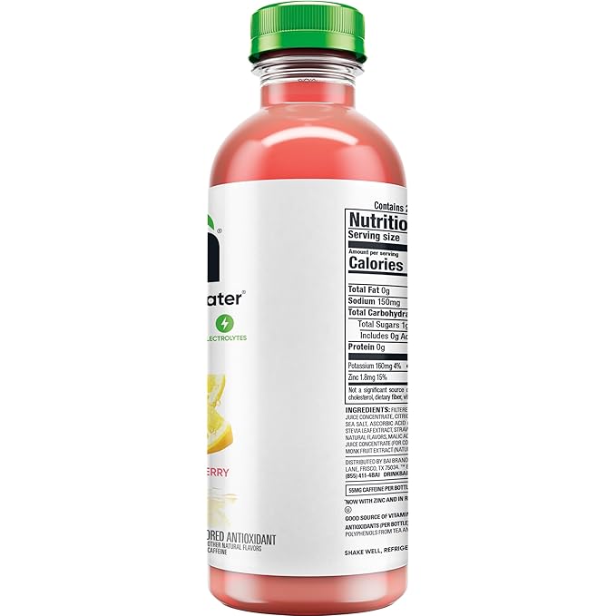Bai Antioxidant Infused Water Beverage, São Paulo Strawberry Lemonade, with Vitamin C and No Artificial Sweeteners, 18 Fluid Ounce Bottle, 6 Pack