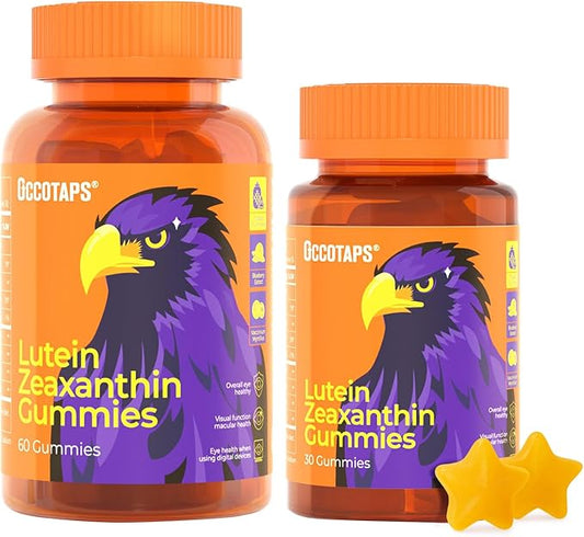 Lutein & Zeaxanthin Gummies - 20mg Lutein + Bilberry, No Sugar, Blue Light Support - Ideal for Dry Eyes & Daily Eye Wellness,90count