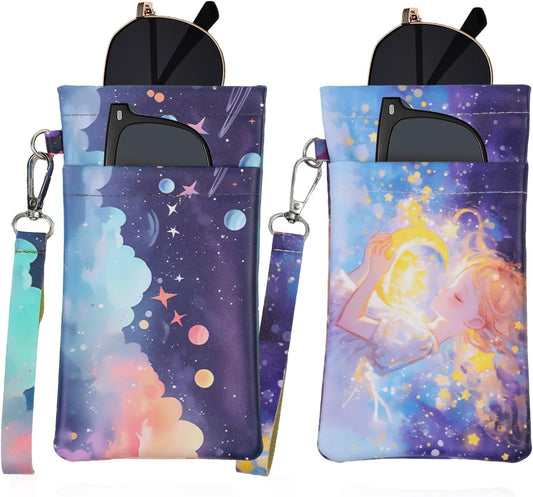 Double Eyeglass Case Soft Dual Glasses Case for Women Men Travel Squeeze Top Sunglasses Cases Eyeglasses Pouch