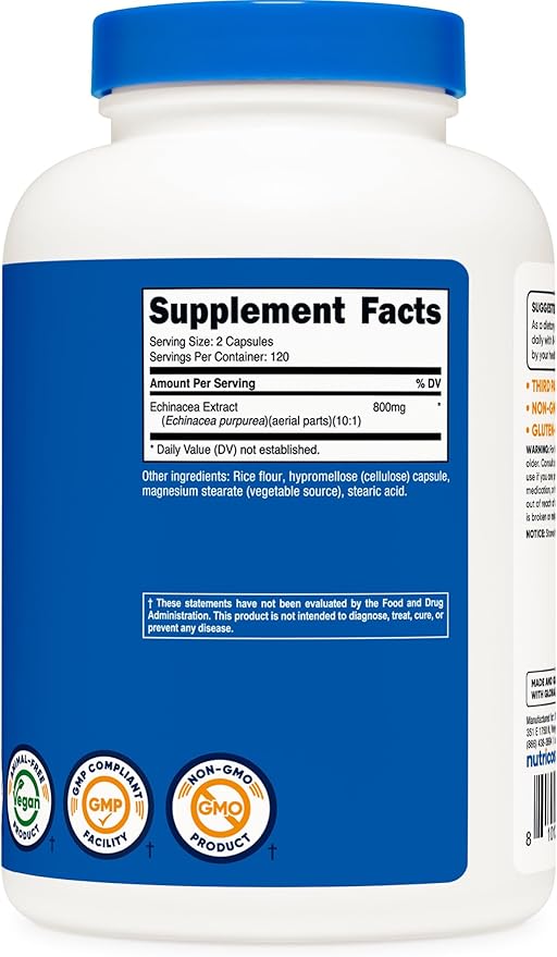 Nutricost Echinacea 800mg, 240 Capsules - Vegetarian Caps, Non GMO, Gluten Free, 120 Servings