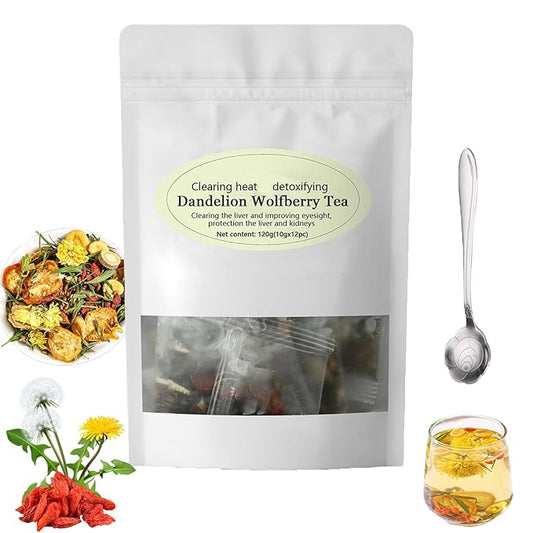 Dandelion Wolfberry Tea, 4.2oz, Detoxifying Herbal Blend for Liver and Kidney Support, Eyesight Improvement