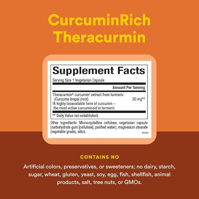 Natural Factors, CurcuminRich Theracurmin, 30 mg, Formulated for Superior Absorption, 30 Count (Pack of 1)