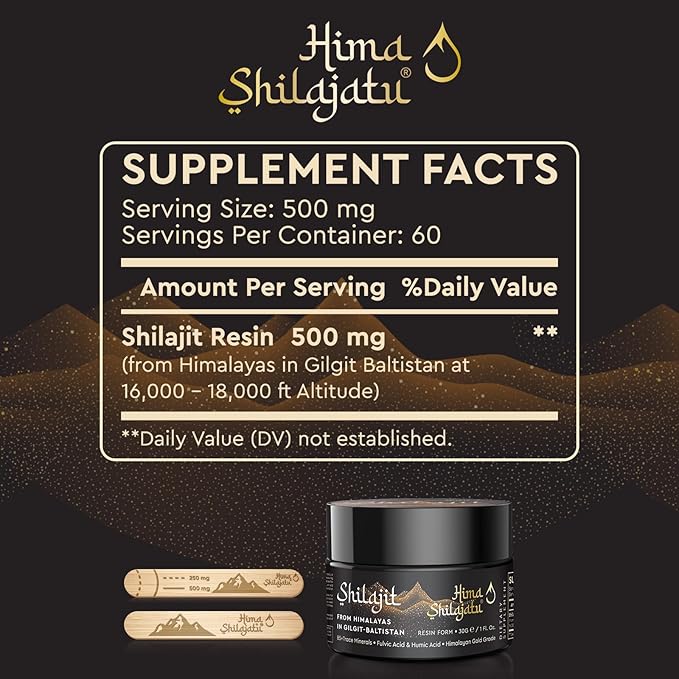 Shilajit Pure Himalayan Shilajit Resin - Gold Grade 100% Pure Shilajit with Fulvic Acid & 85+ Trace Minerals Complex for Energy & Immune Support, Pack of 2 (4 Months Supply)