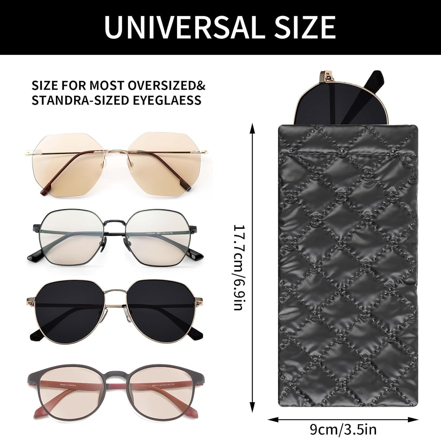 Double Eyeglass Case Soft Dual Glasses Case for Women Men Travel Squeeze Top Sunglasses Cases Eyeglasses Pouch