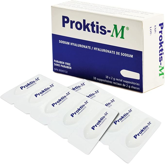 Natural, Non-Steroidal Rectal Suppositories, with Hyaluronic Acid, for Healing of Anus and Rectum, in Conditions Such as Hemorrhoids and Anal fissures,10 count