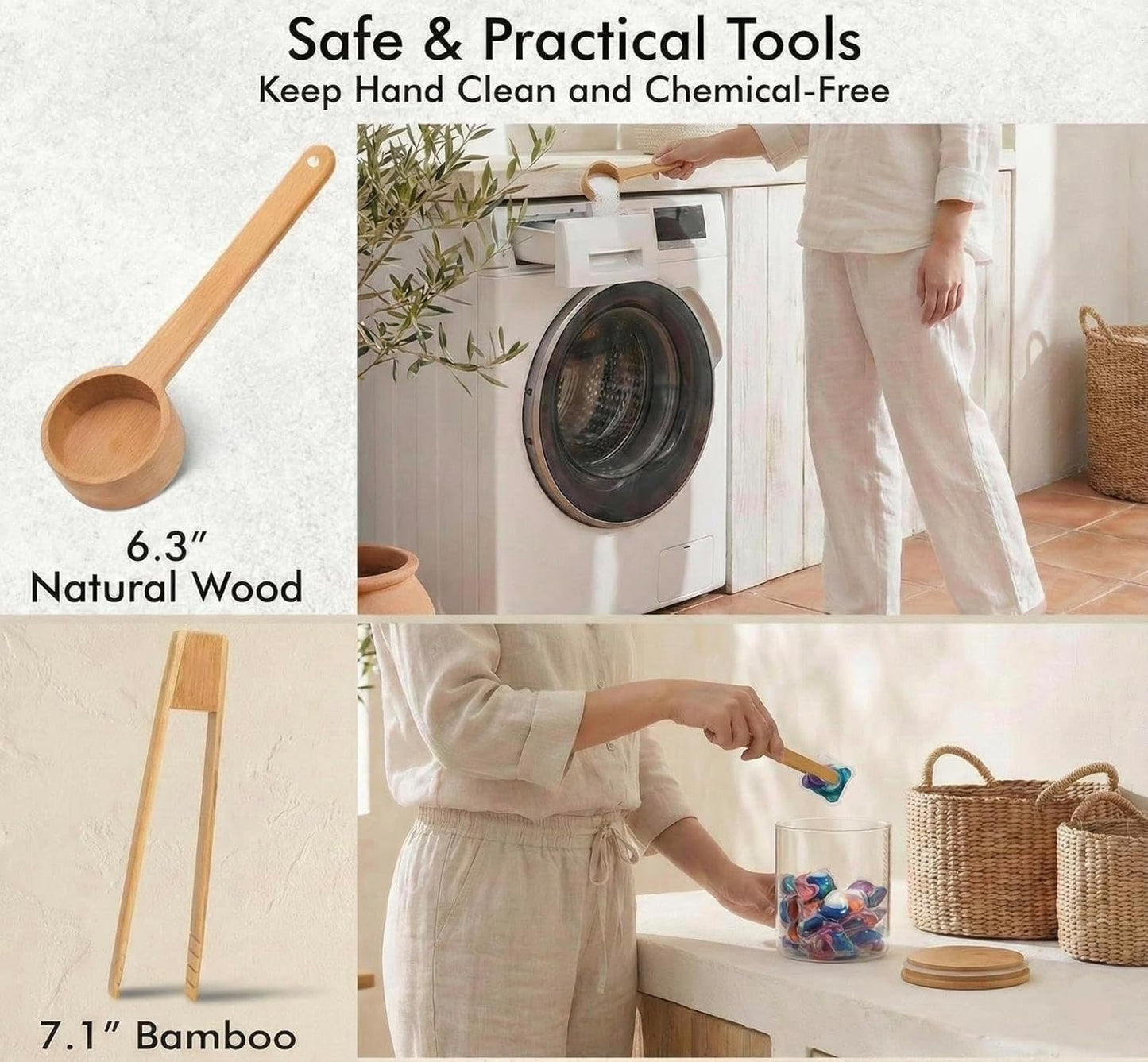 IVIZA Glass Laundry Detergent Dispenser & Storage Set – Liquid Detergent Pump, Fabric Softener Dispenser, Laundry Powder Jar & Dryer Sheet Holder – Complete Laundry Organization Set