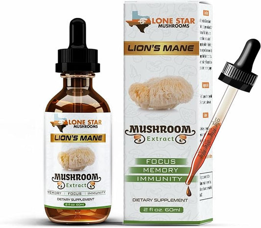 Lions Mane Dual Liquid Extract/Tincture | Organic Fruiting Bodies only | Grown in USA | Highly Concentrated | Memory, Focus, Immunity | No Grain/Filler