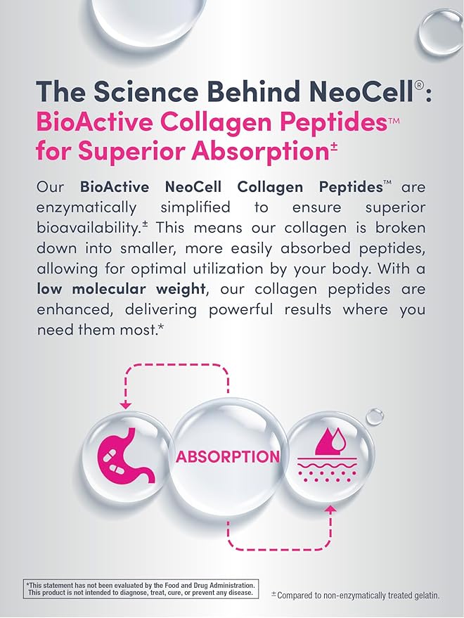 NeoCell Super Collagen With Vitamin C and Biotin, Skin, Hair and Nails Supplement, Includes Antioxidants, Tablet, 180 Count, 1 Bottle