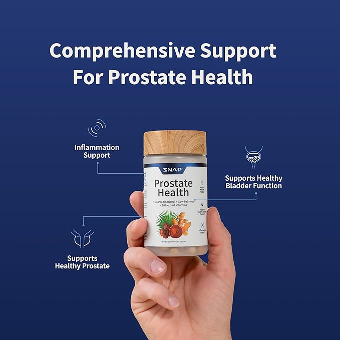 Snap Supplements Prostate Health Support Supplement, Saw Palmetto for Men Plus Stinging Nettle Root, Magnesium Citrate, Zinc and Plant Sterols, Supports Male Urinary Tract Health, 90 Capsules