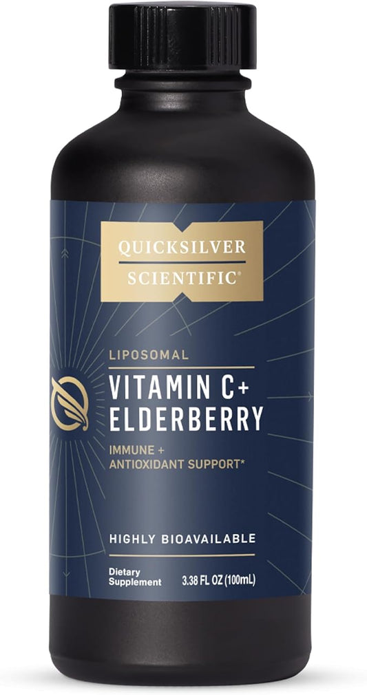 Quicksilver Scientific Liposomal Vitamin C + Elderberry - Liposomal Vitamin C 1000mg with Superior Absorption Technology & Tocotrienols - Antioxidant & Immune Support Tonic (100ml)