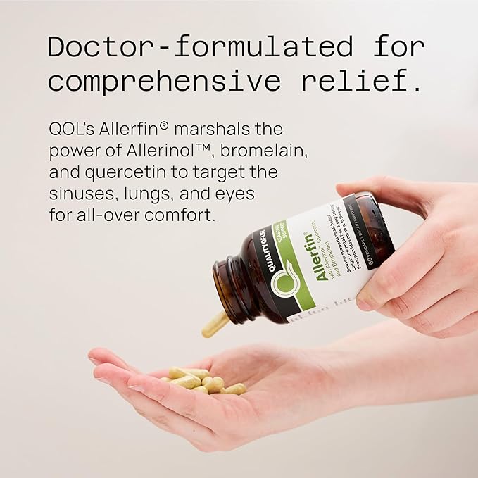 Quality of Life Premium Sinus Relief Supplement – Helps Support Sinus, Nasal, Lung, Seasonal & Allergy Relief - Includes Bromelain, Quercetin, Stinging Nettle & Allerinol – 60 Vegetable Capsules