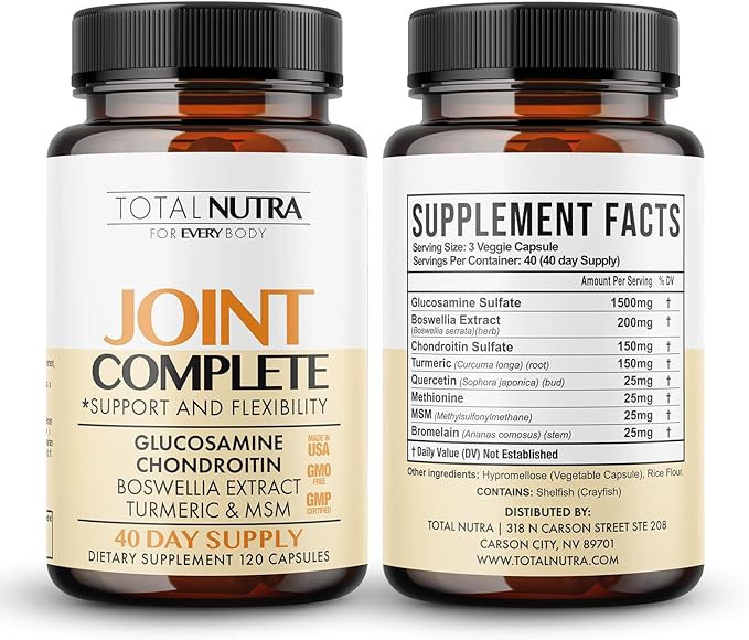 Glucosamine Chondroitin MSM Turmeric 2100mg – Joint Complete Capsules, Advanced Strength Joint Support Supplement for Adults Hands Back Knee Mobility – Bone & Joint Health Supplements for Men & Women
