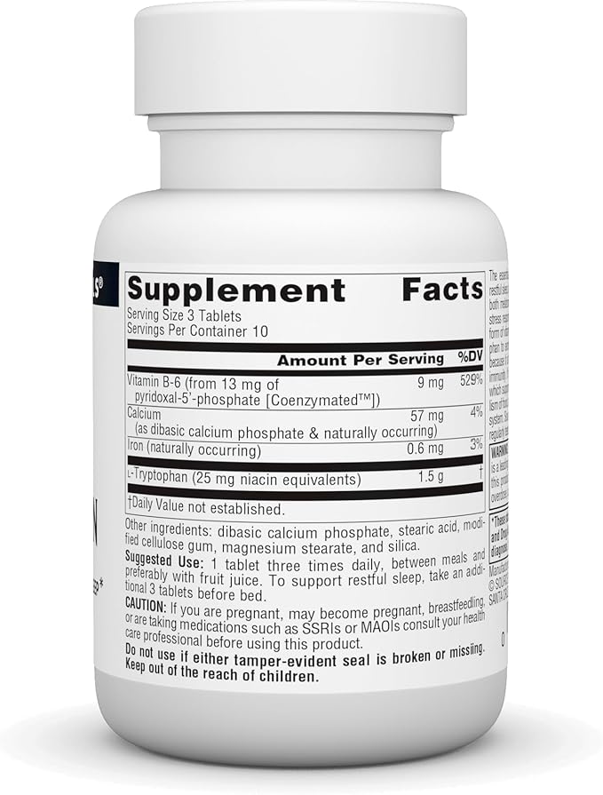 Source Naturals L-Tryptophan with Coenzyme B-6 500 mg - 30 Tablets