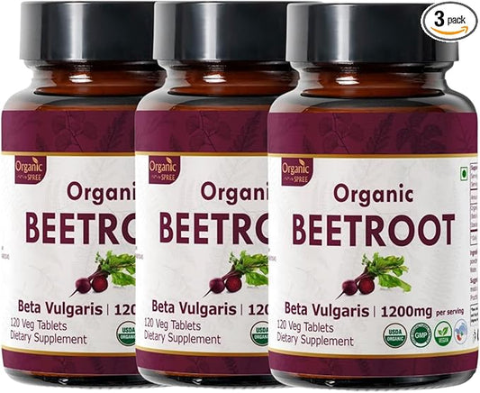 Beetroot 120 Tablets | Beta Vulgaris (Beetroot) | USDA Organic Certified | Organic and Natural 120tab - Pack of 3