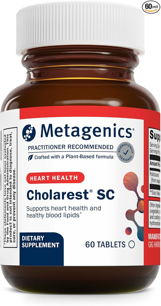 Metagenics Cholarest SC - Blood Flow Support* - Supports Healthy Blood Lipids Already in Normal Range* - Non-GMO & Gluten-Free - 60 Tablets