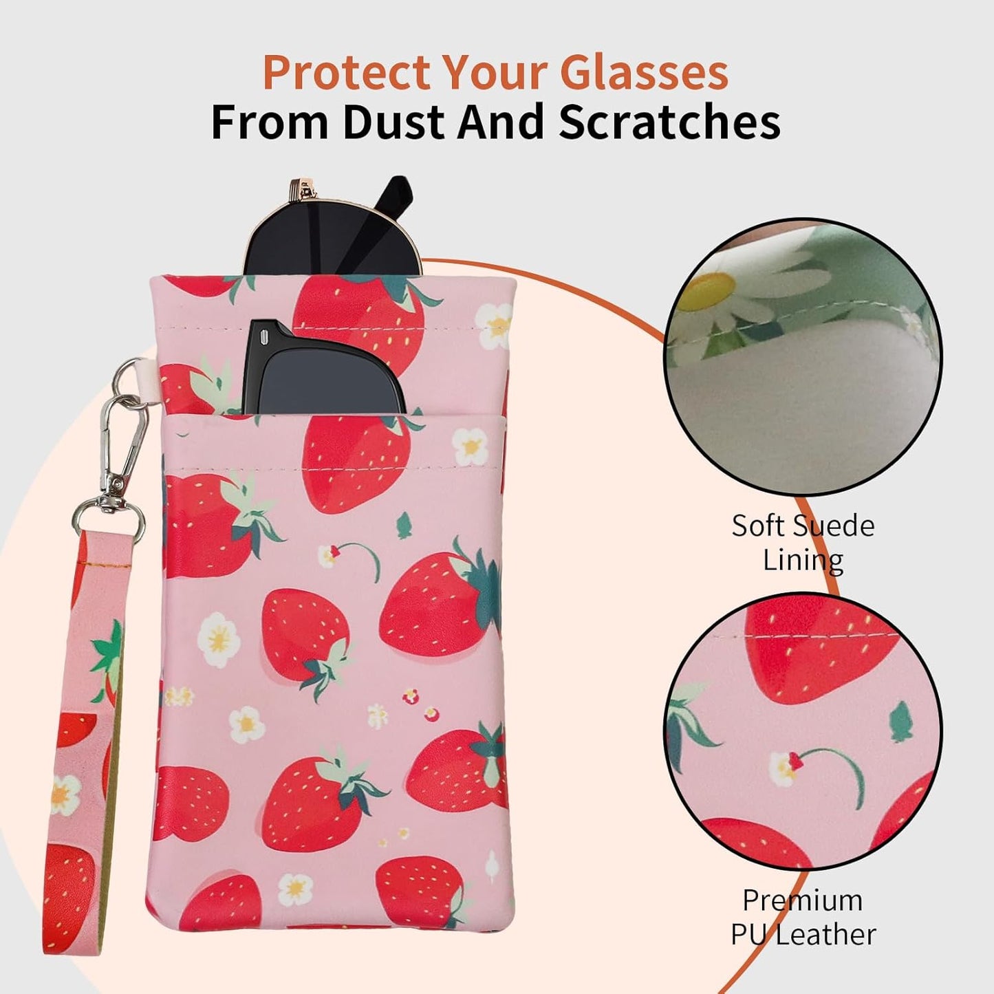 Double Eyeglass Case Soft Dual Glasses Case for Women Men Travel Squeeze Top Sunglasses Cases Eyeglasses Pouch