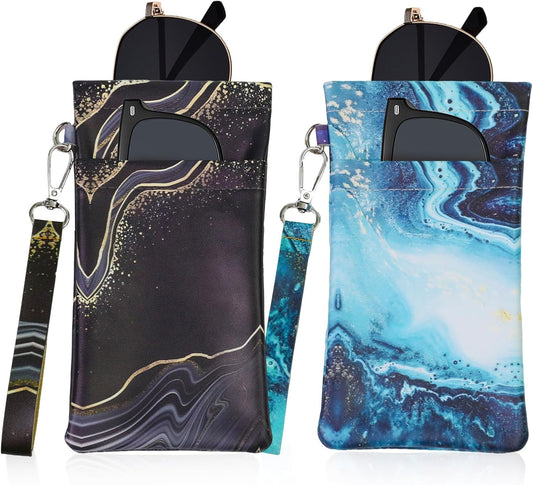 Double Eyeglass Case Soft Dual Glasses Case for Women Men Travel Squeeze Top Sunglasses Cases Eyeglasses Pouch