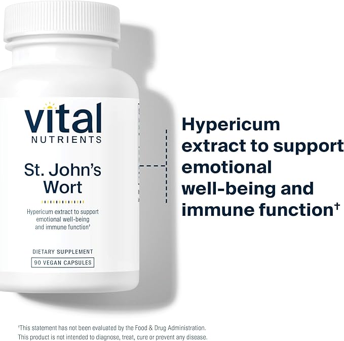 Vital Nutrients St John's Wort 600mg | Vegan St John's Wort Supplement to Promote Overall Well-Being, Healthy Outlook* | Potent 3% Hypericin| Gluten, Dairy, Soy Free | Non-GMO | 90 Capsules