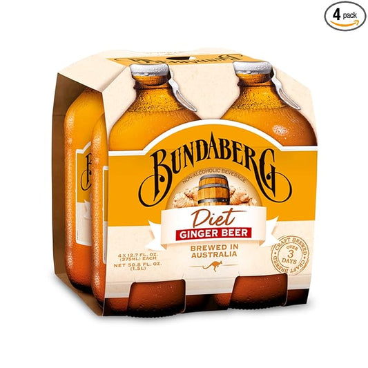 Bundaberg Diet Ginger Beer, 12.7 Fl Oz (Pack of 4)