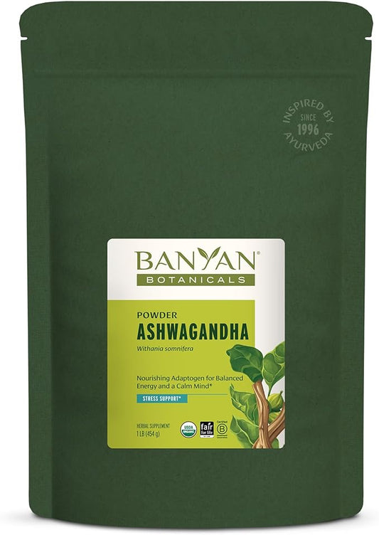 Banyan Botanicals Ashwagandha Powder – Organic Ashwagandha Root – Renowned Herbal Adaptogen for Natural Energy Support and Stress Support* – 1lb – Non-GMO Sustainably Sourced Vegan