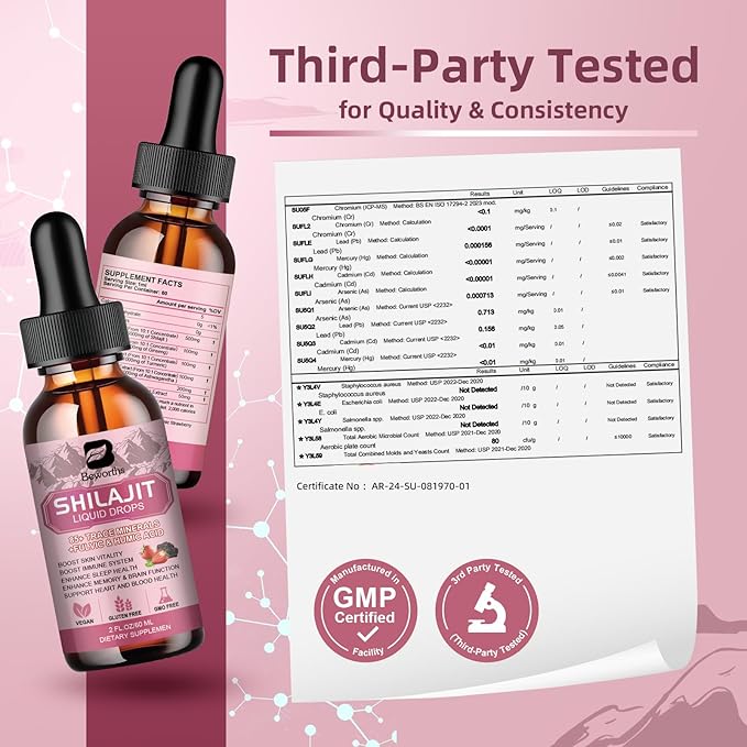 Shilajit Resin Liquid Drops for Men and Women with Ashwagandha, Turmeric, Ginseng, Chaga, 85+ Trace Minerals Fulvic Acid Shilajit Complex for Digestion Support, Energy Booster - Vegan