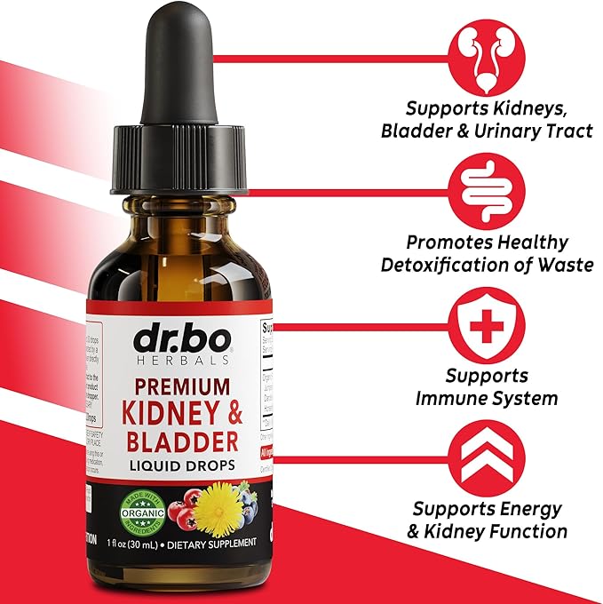 Kidney Support Supplement Bladder Health - Organic Renal Cleanse Supplements Drops Juniper Berry Cleavers Dandelion - Renal Kidney Cleanse Detox Urinary Tract Herbal Bladder Support Flush Kidneys 1oz