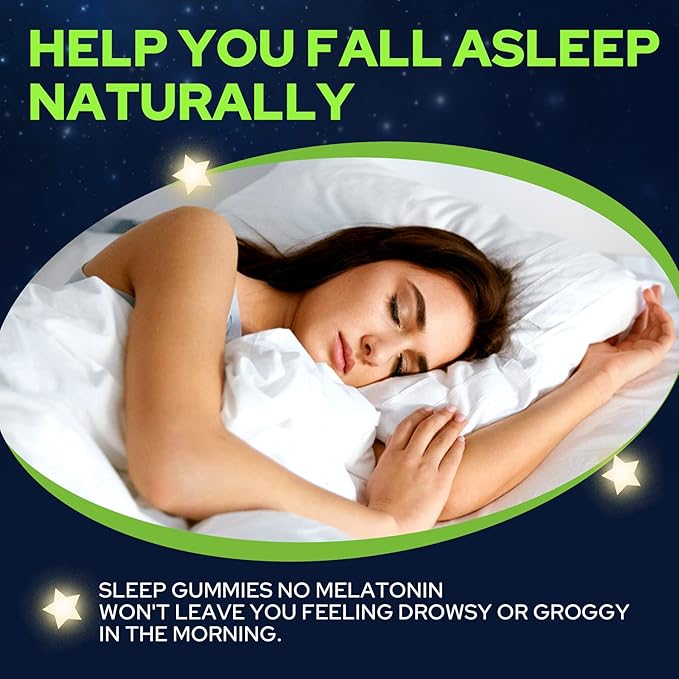 NEVISS Melatonin Free Sleep Aid Gummies for Adults - Magnesium Glycinate Gummies | GABA, L-Tryptophan, Magnesium, Ashwagandha - Non-Habit Forming, Help for Deep Relaxation - Vegan, Lemon Flavor, 1Pack