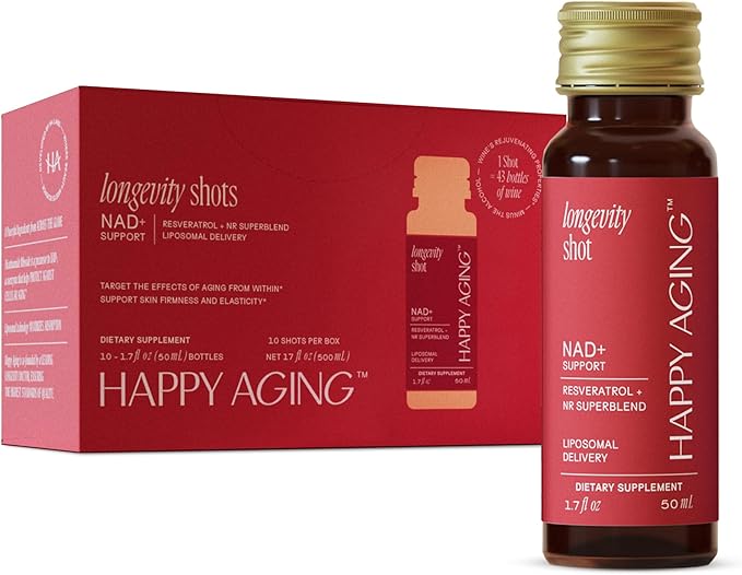 Liquid NAD+ | NMN Alternative | 10x More Absorption | Liposomal Nicotinamide Riboside and Resveratrol with Antioxidants | Twice-a-Week | Firm Skin & Brain Health| 10 Shots