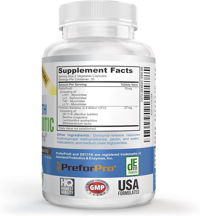 Premium Probiotic plus Ultimate Prebiotic - Gut Biome Builder & Restoration - 4.4 Bn CFU - Best for Women & Men - Bacteria Reaches Intestine within Hours - No Refrigeration - Bacillus Subtilis