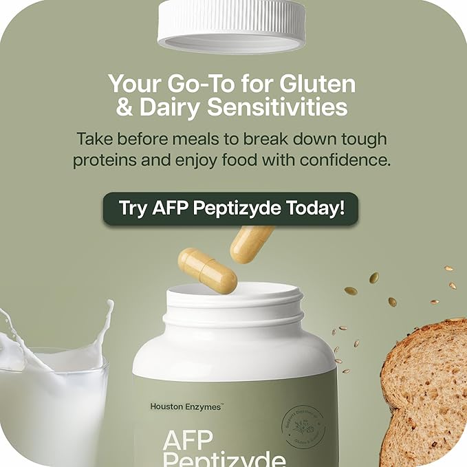 AFP Peptizyde - Digestive Enzyme Combination for Protein, Casein & Gluten Proteins - Digestive Enzymes for Women and Men (90 Capsules)