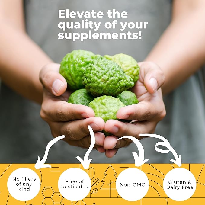 Citrus Bergamot Extract 1000mg Capsules — Natural 25:1 Citrus Bergamot Supplement with 50% Polyphenols Extract and Black Pepper — Natural Formula Vegan and Non-GMO — 180 Capsules