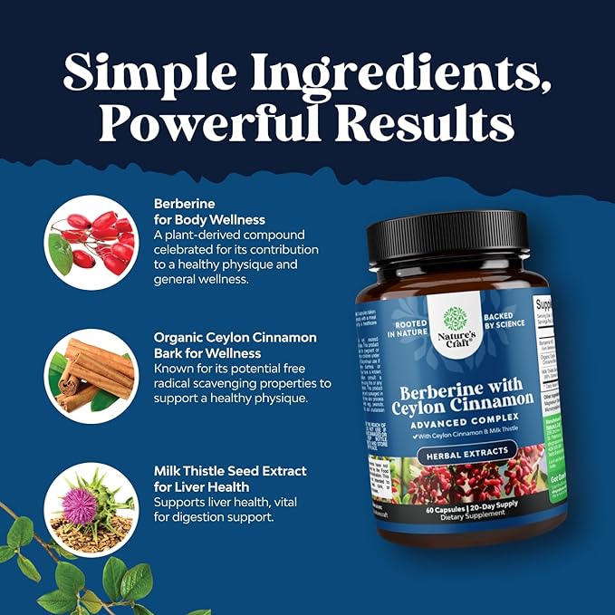 Bundle of Horny Goat Weed for Male Enhancement - Tongkat Ali Saw Palmetto Extract Panax Ginseng Black Maca Root for Stamina and Berberine with Ceylon Cinnamon - Heart Health and Sugar Support