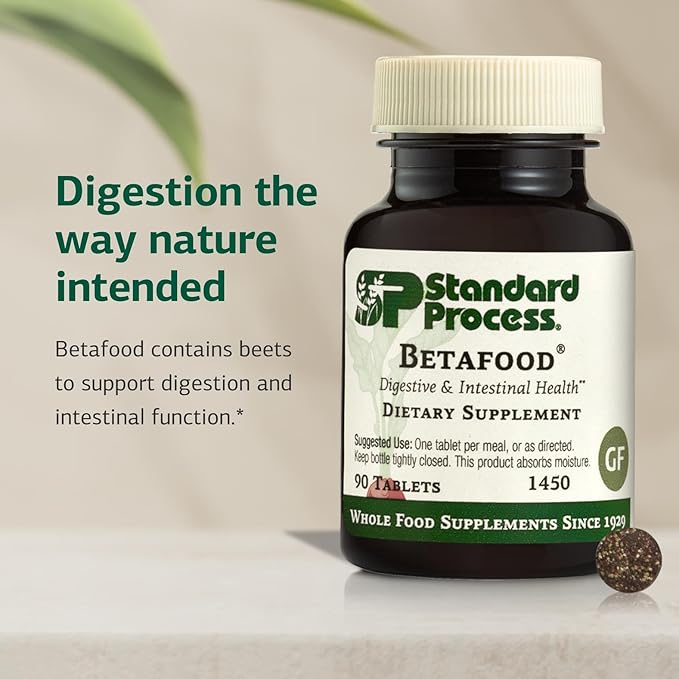 Standard Process Inc. Betafood - Digestive Health and Liver Support Supplement with Whole Food Blend of Oat Flour, Organic Beet Root, and Organic Beet Juice - 90 Tablets